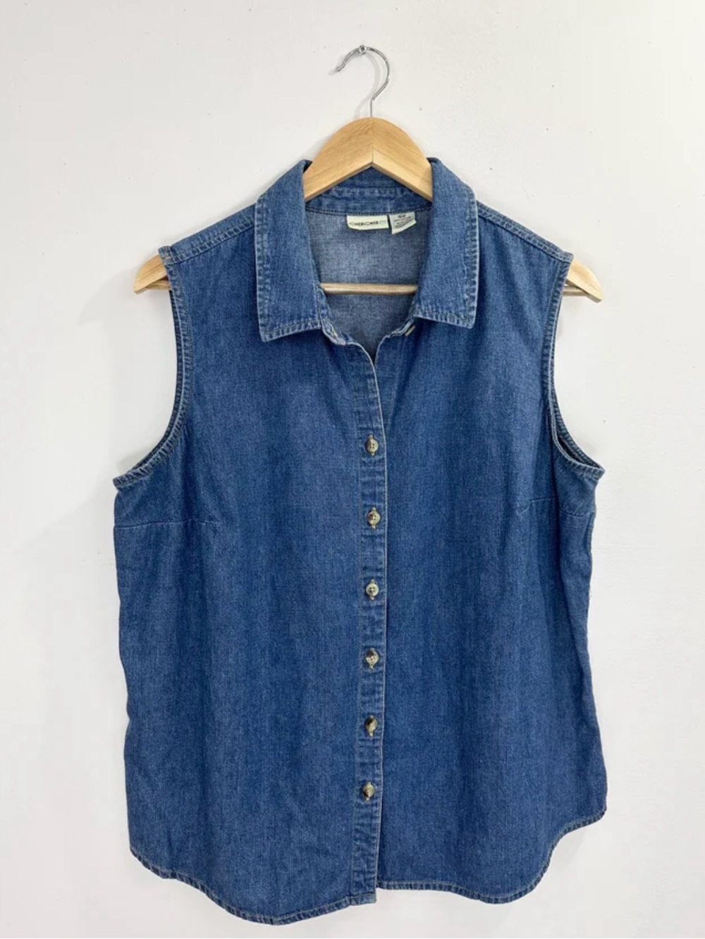 Vintage Cherokee Denim Vest 90s Y2K Button Front Womens  Cottagecore